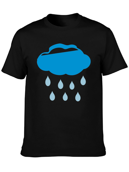 Rain Cloud Graphic Tee - Black Cotton T-Shirt