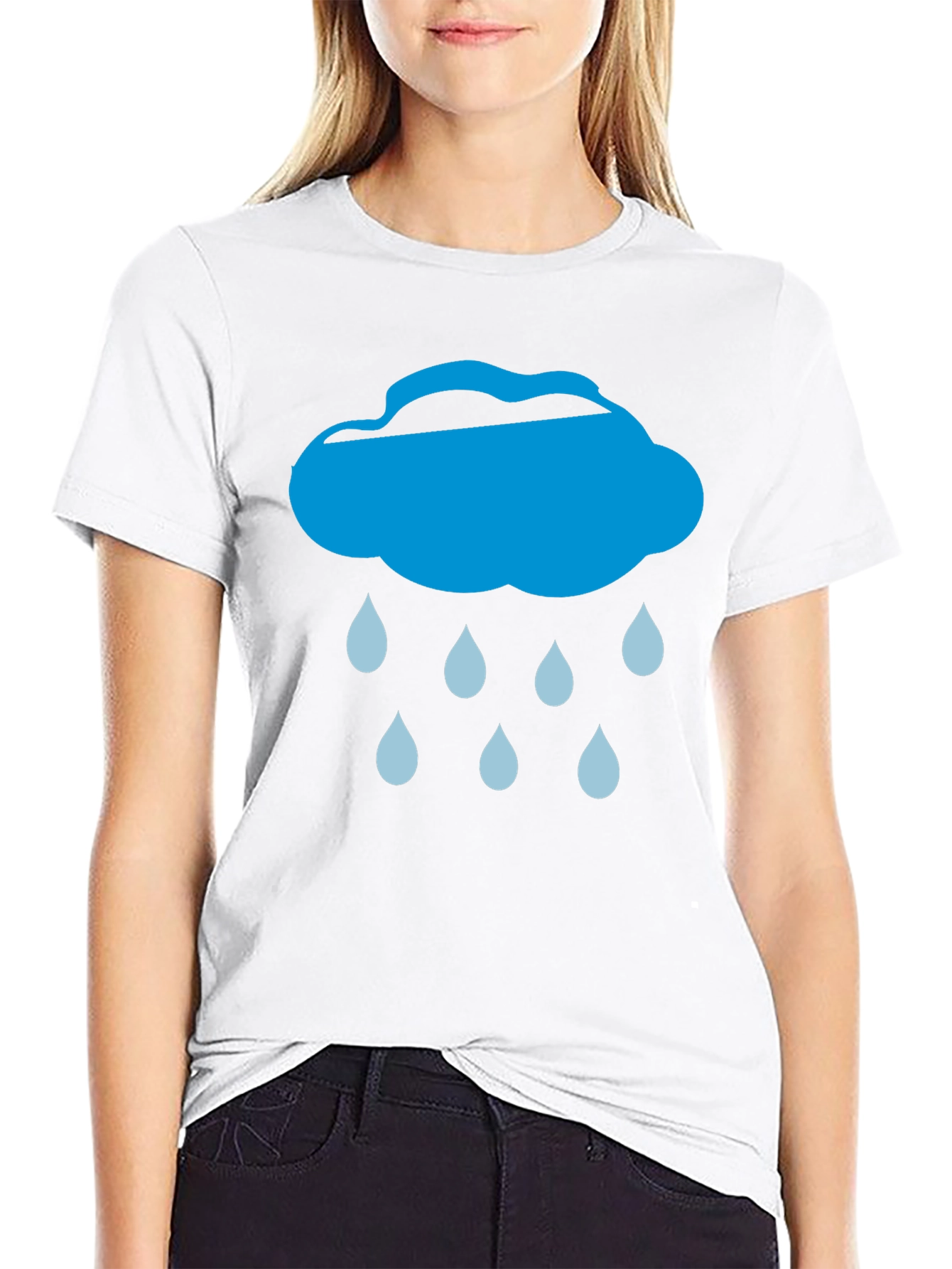 Rain Cloud Graphic Tee - Black Cotton T-Shirt