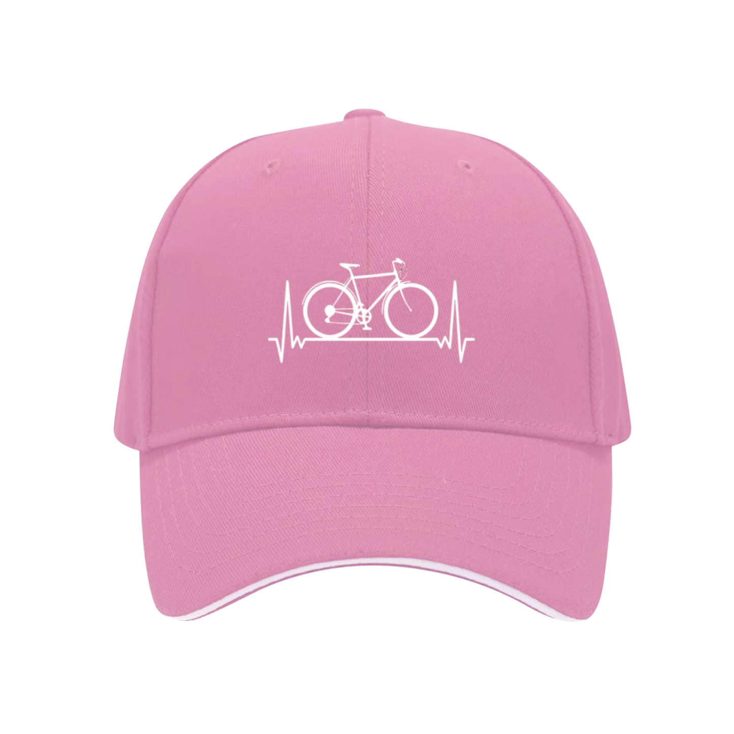 Bicycle Heartbeat Pulse Print Red Sandwich Baseball Cap For Cycling Enthusiasts
