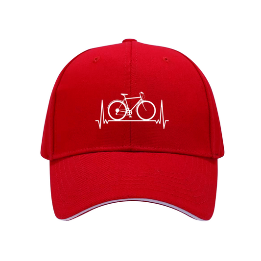 Bicycle Heartbeat Pulse Print Red Sandwich Baseball Cap For Cycling Enthusiasts