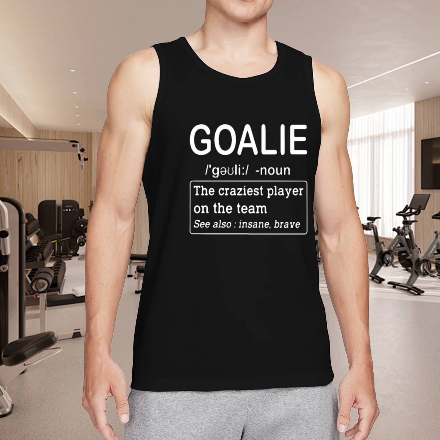Goalie Definition Funny Ice Hockey Team Mens Cotton Tank Top