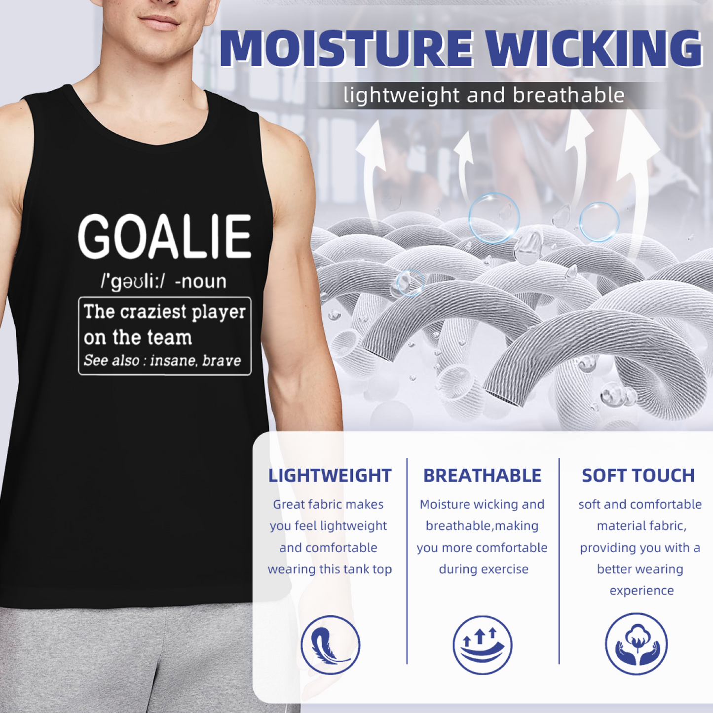 Goalie Definition Funny Ice Hockey Team Mens Cotton Tank Top