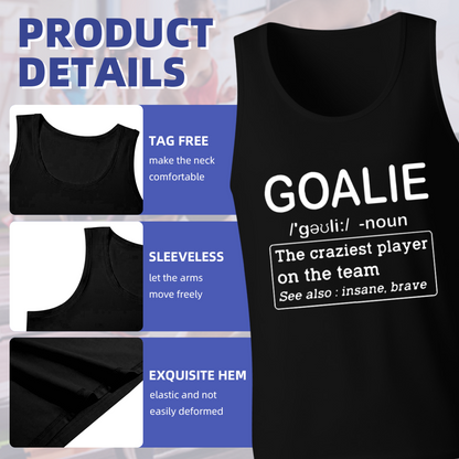 Goalie Definition Funny Ice Hockey Team Mens Cotton Tank Top
