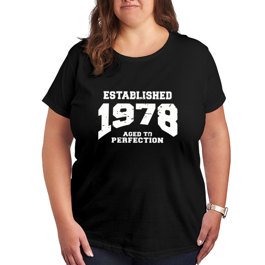Distressed Vintage 1978 Retro Letter Black Plus Size Women¡¯s Printed T-Shirt
