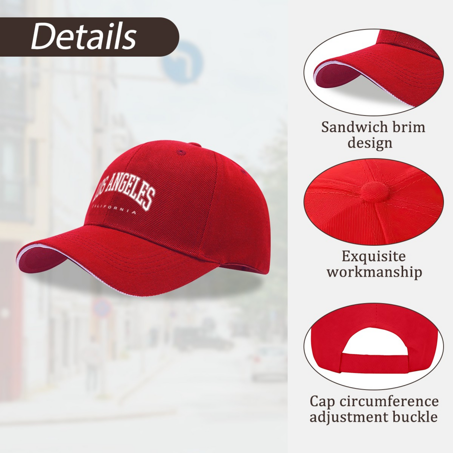 Vintage LOS ANGELES CALIFORNIA Red Sandwich Baseball Cap City Streetwear Hat