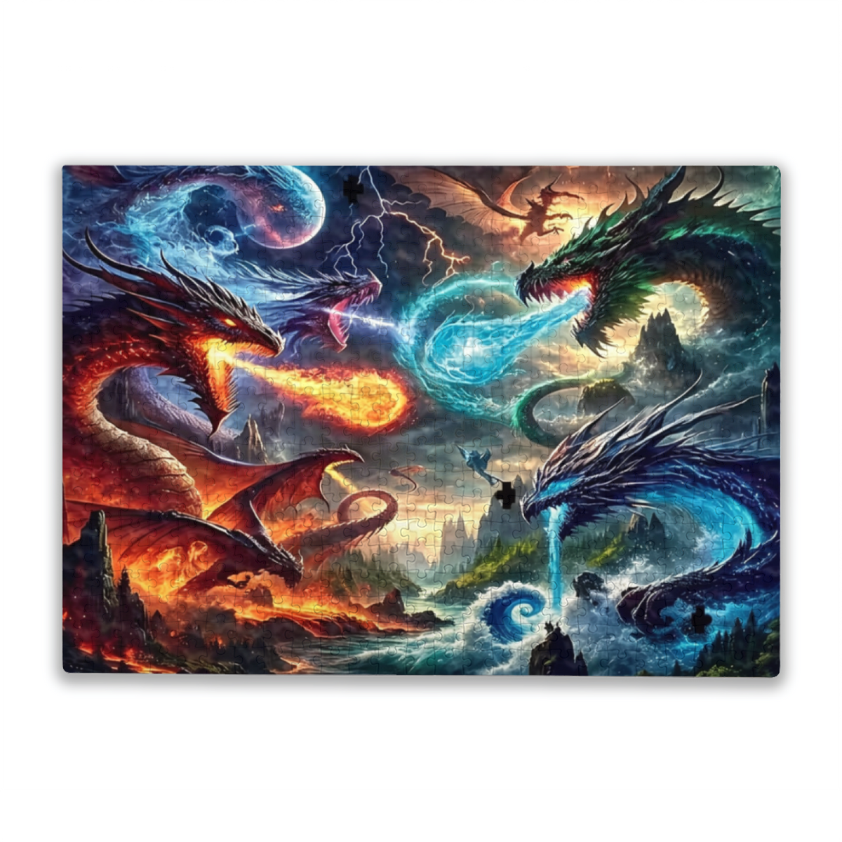 Epic Fire & Ice Dragon Fantasy Battle Jigsaw Puzzle