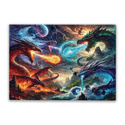 Epic Fire & Ice Dragon Fantasy Battle Jigsaw Puzzle