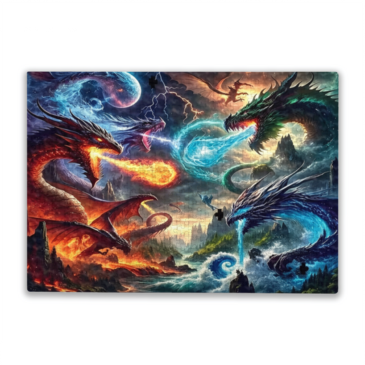 Epic Fire & Ice Dragon Fantasy Battle Jigsaw Puzzle