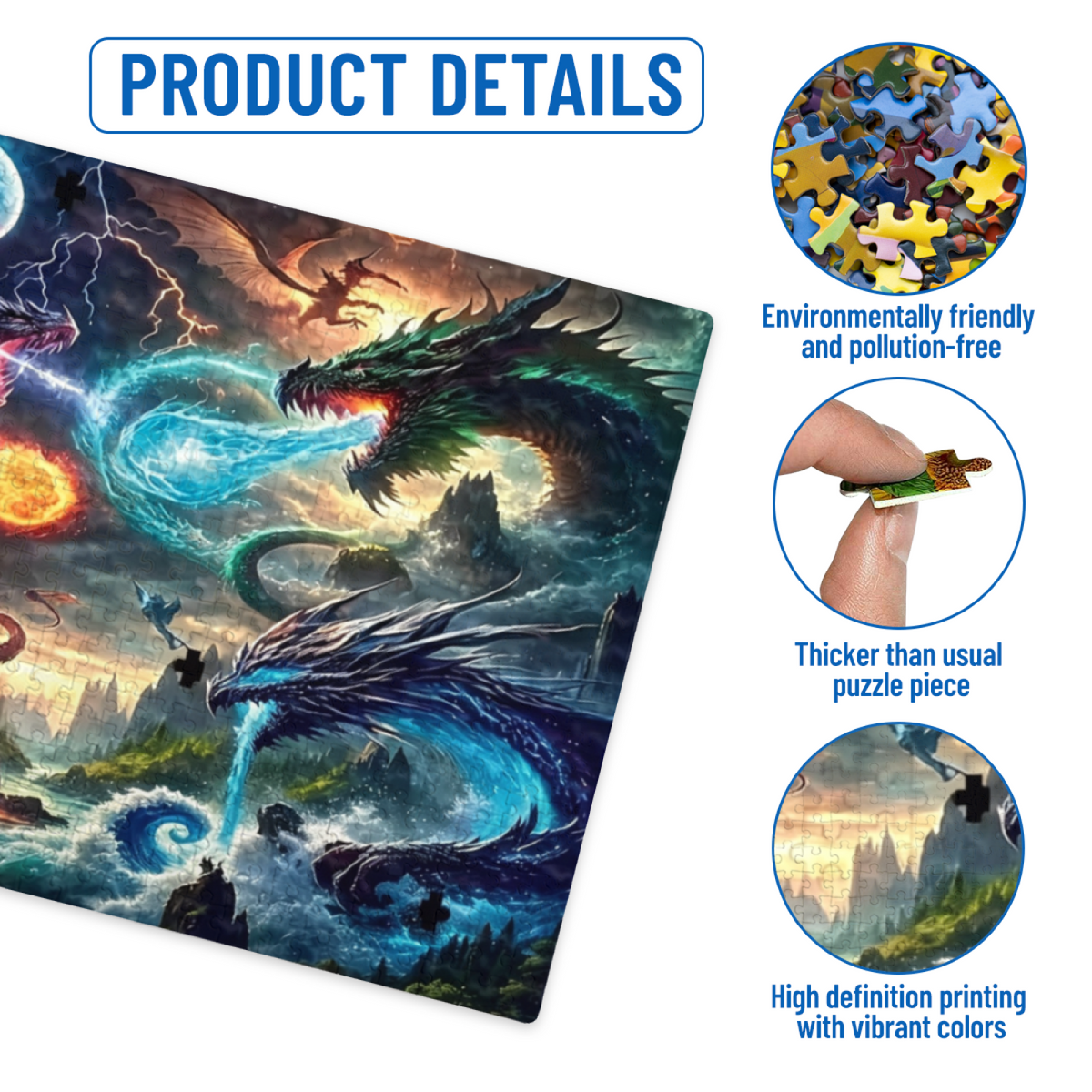 Epic Fire & Ice Dragon Fantasy Battle Jigsaw Puzzle
