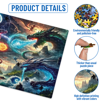 Epic Fire & Ice Dragon Fantasy Battle Jigsaw Puzzle