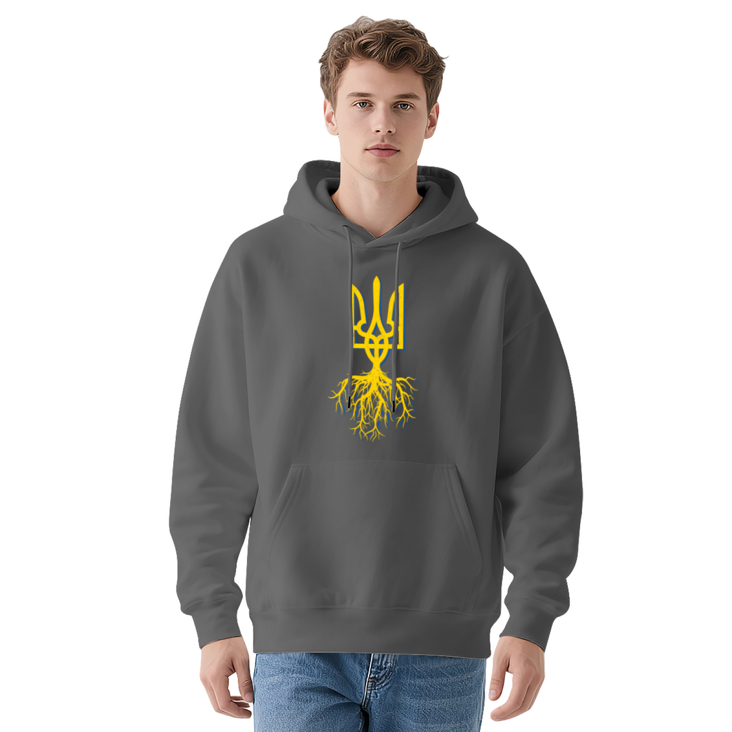 Ukraine Trident Root Patriotic Grey Unisex Hoodie