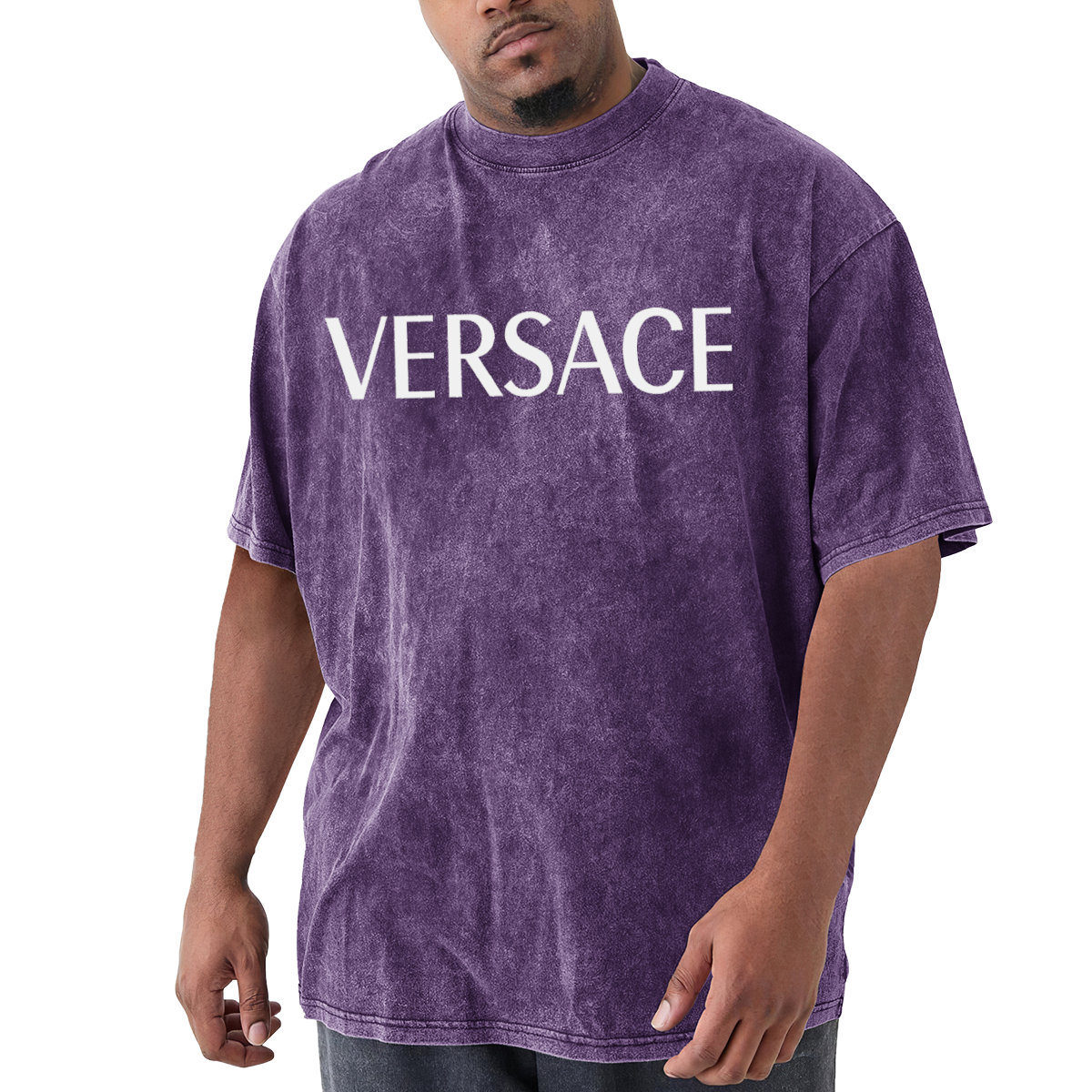 VERSACE Classic White Logo Vintage Washed T-Shirt