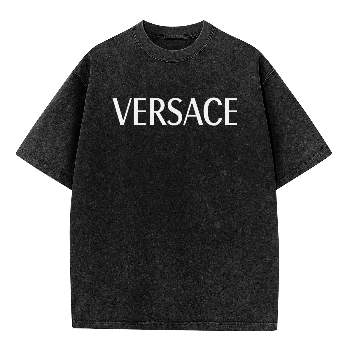 VERSACE Classic White Logo Vintage Washed T-Shirt