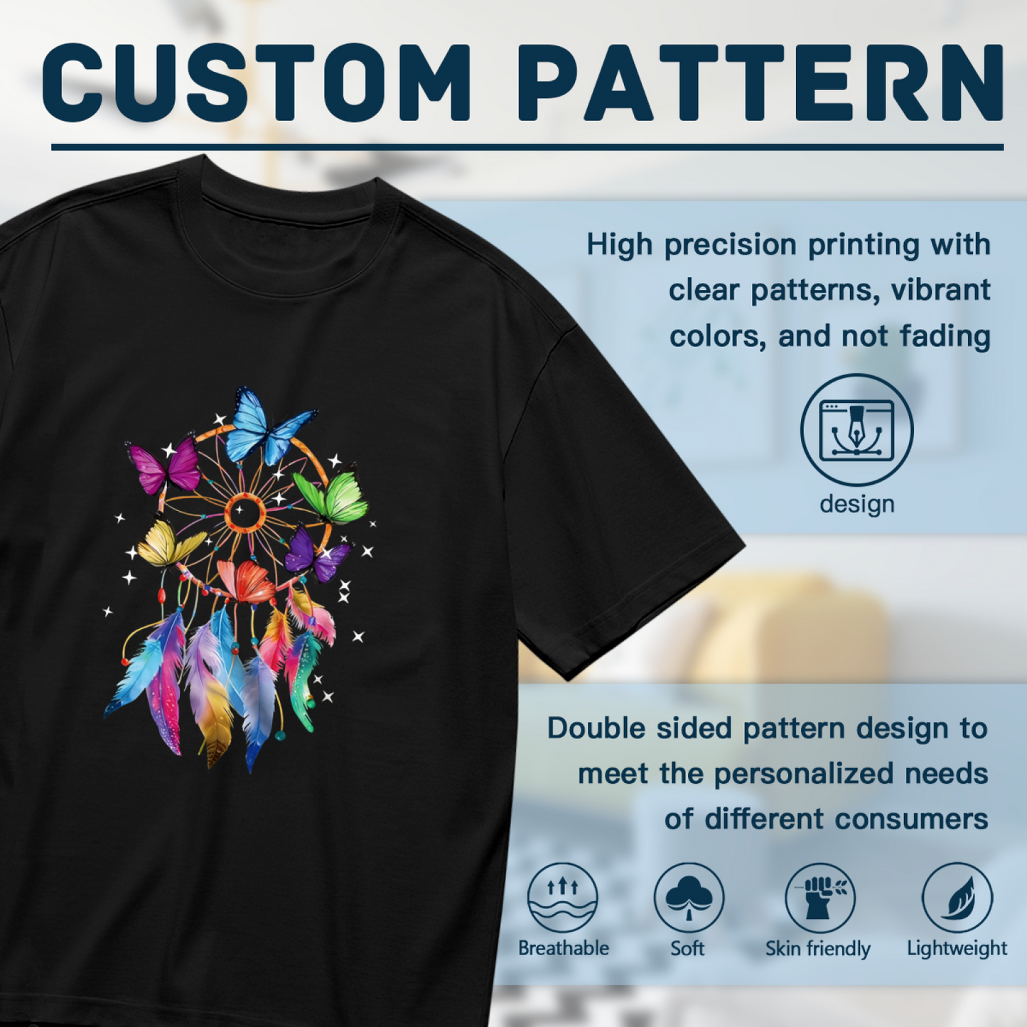 Rainbow Butterfly Dreamcatcher Boho Chic Plus Size Women Printed T-Shirt