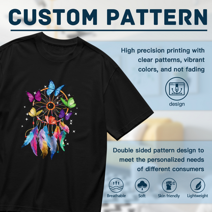 Rainbow Butterfly Dreamcatcher Boho Chic Plus Size Women Printed T-Shirt