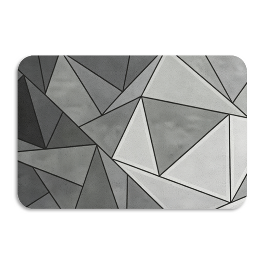 Grey Geometric Triangle Mosaic Diatom Mat | Modern Abstract Silicone Bathroom Rug