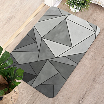 Grey Geometric Triangle Mosaic Diatom Mat | Modern Abstract Silicone Bathroom Rug