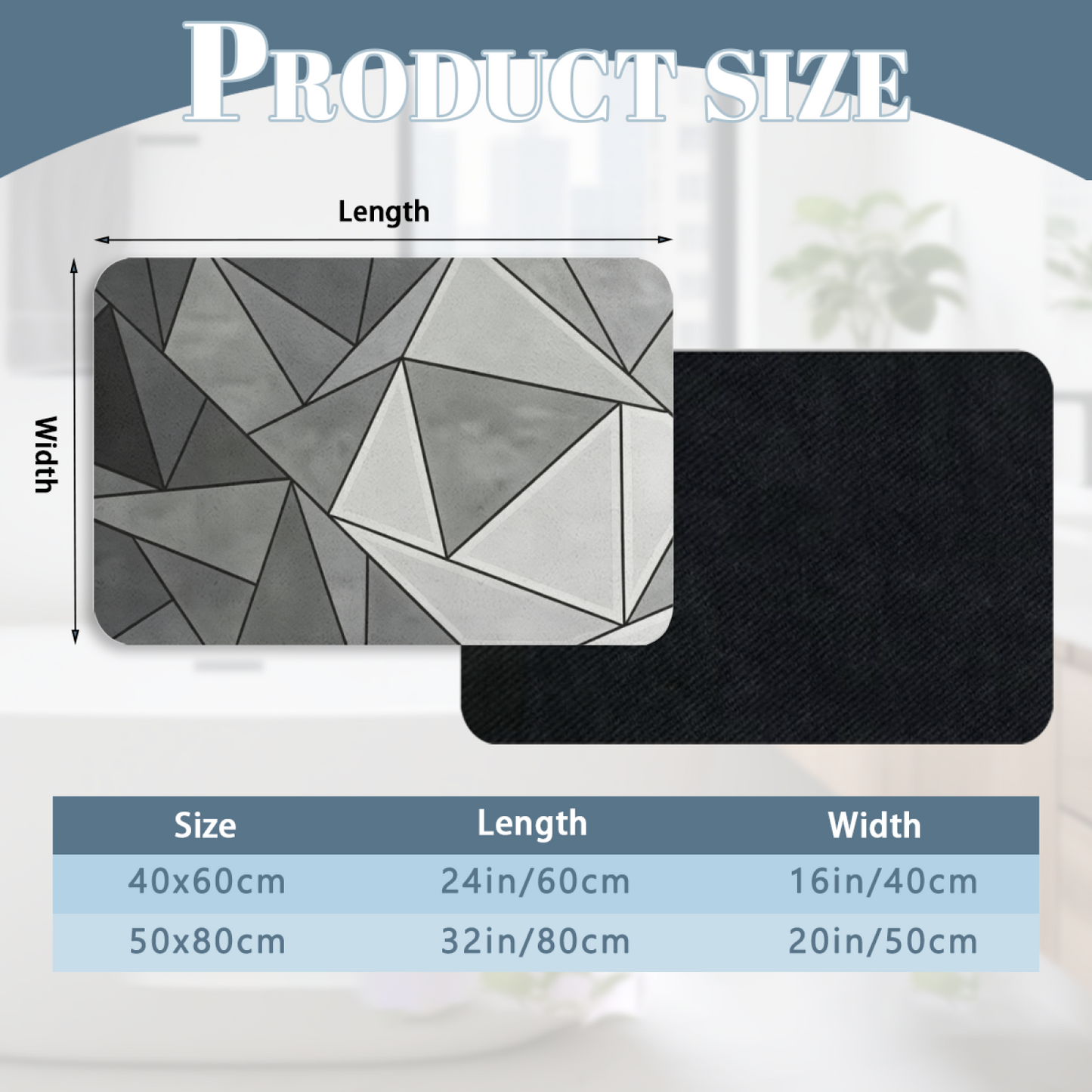 Grey Geometric Triangle Mosaic Diatom Mat | Modern Abstract Silicone Bathroom Rug