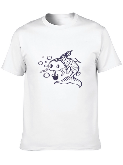 Koi Fish Bubble Tea Graphic Tee - Black