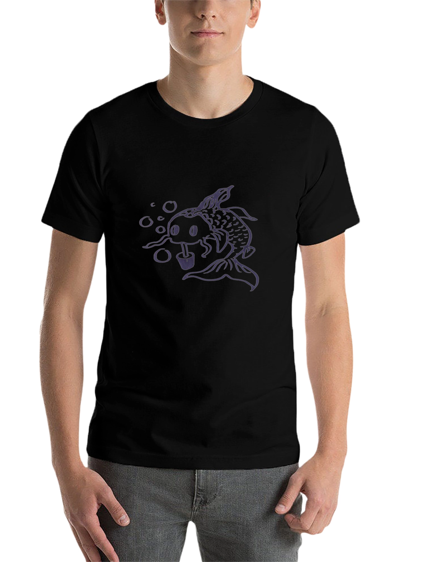 Koi Fish Bubble Tea Graphic Tee - Black
