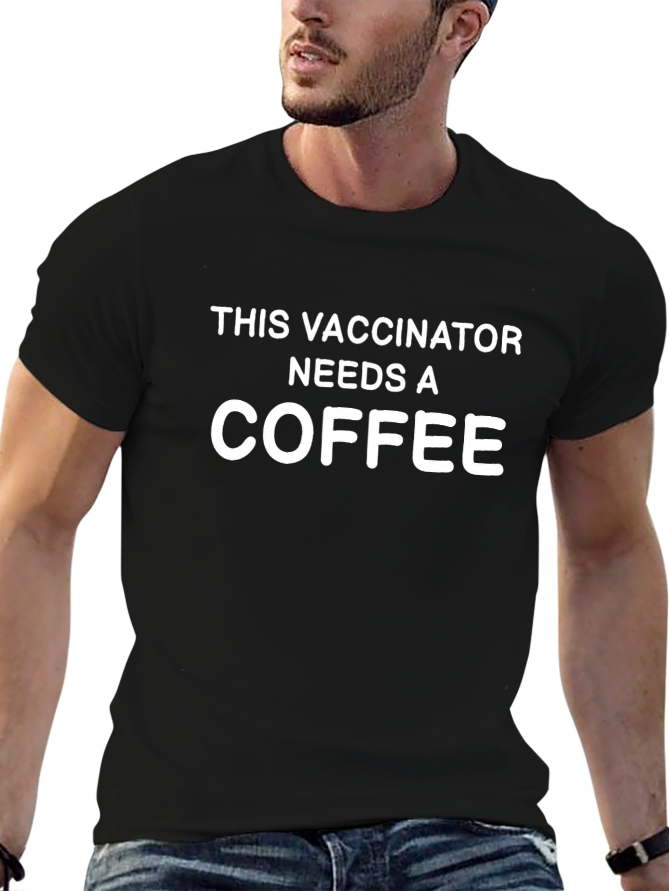 Vaccinator Needs Coffee Black T-Shirt