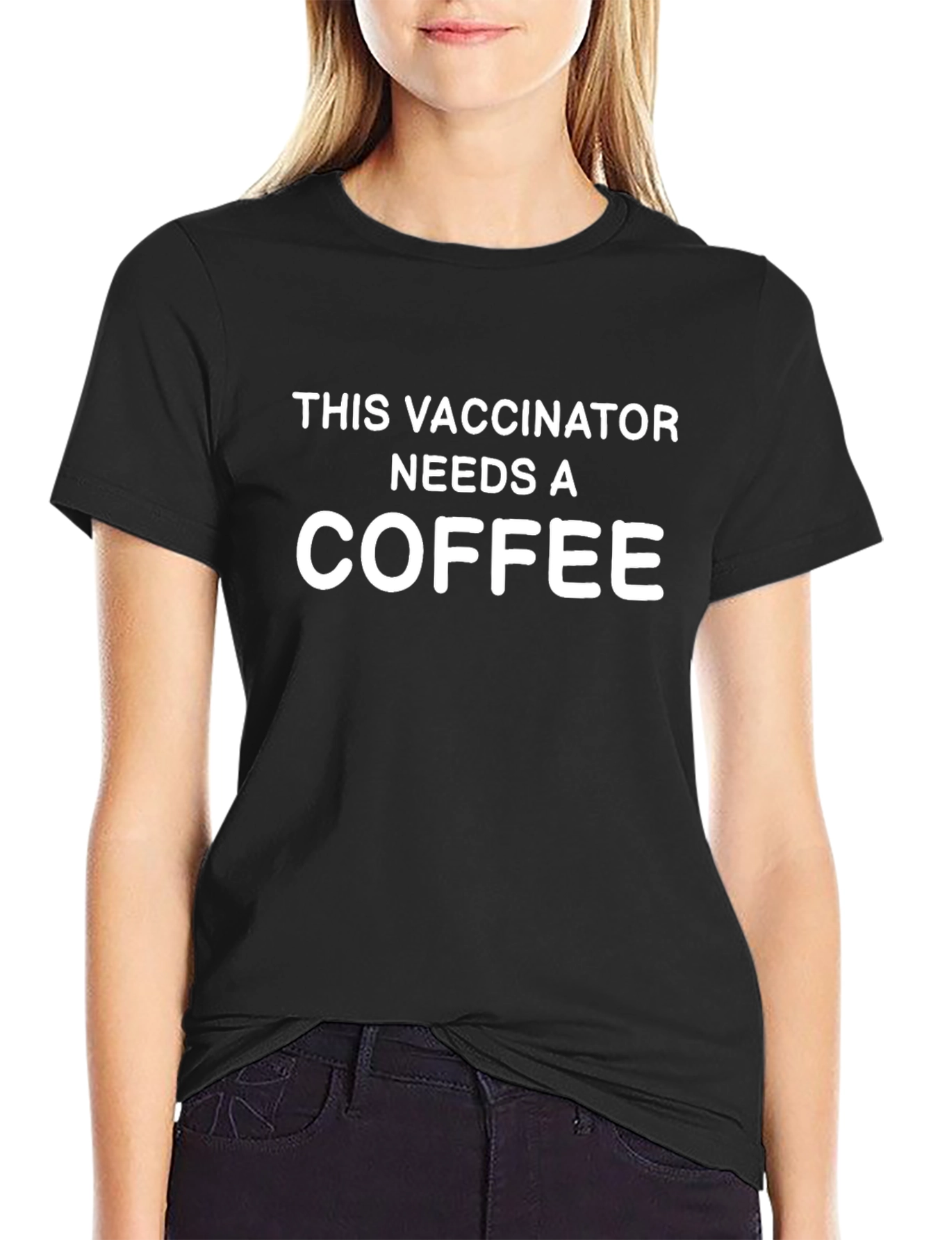 Vaccinator Needs Coffee Black T-Shirt