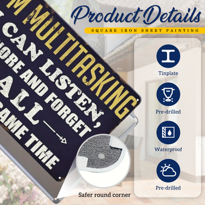 Sarcastic Multitasking Funny Vintage Metal Wall Decor Sign
