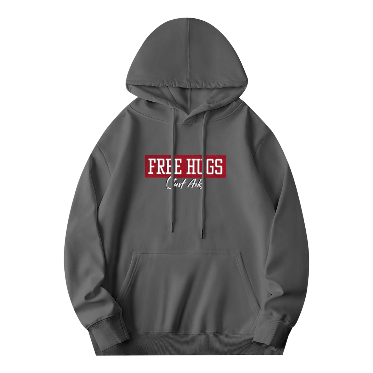 Funny Free Hugs AK Gray Hoodie, Men Edgy Casual Plush Comfort Pullover
