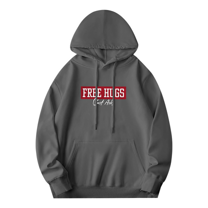 Funny Free Hugs AK Gray Hoodie, Men Edgy Casual Plush Comfort Pullover