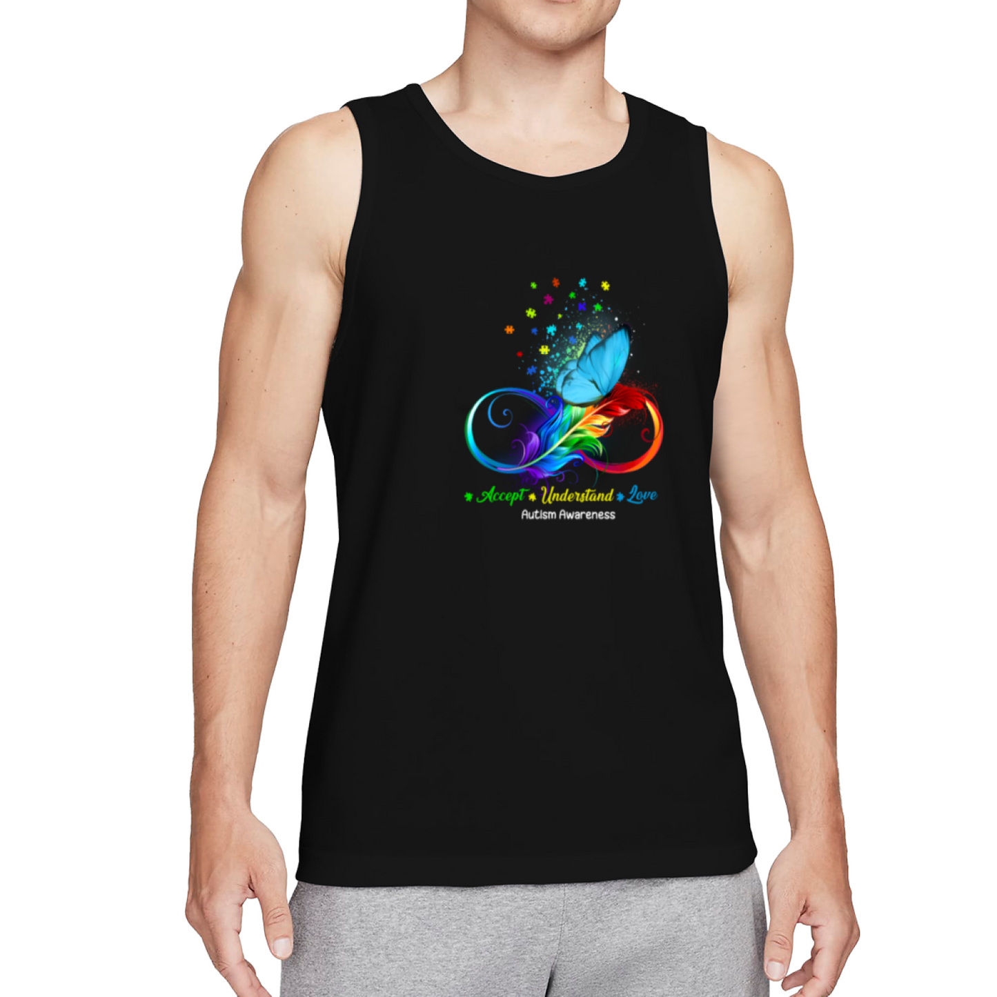 Rainbow Butterfly Autism Awareness Accept Love Tank Top