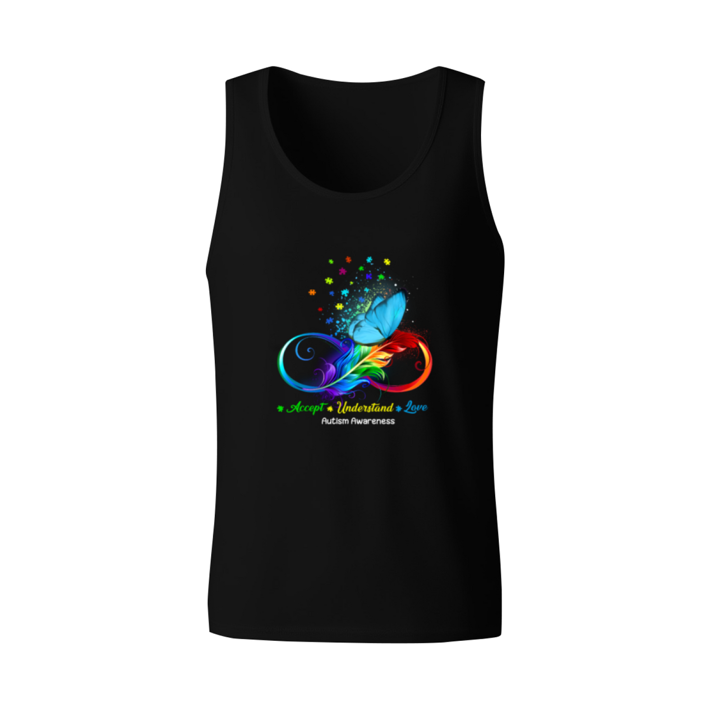 Rainbow Butterfly Autism Awareness Accept Love Tank Top