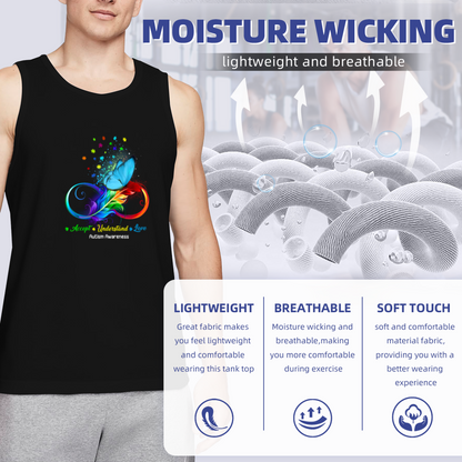Rainbow Butterfly Autism Awareness Accept Love Tank Top