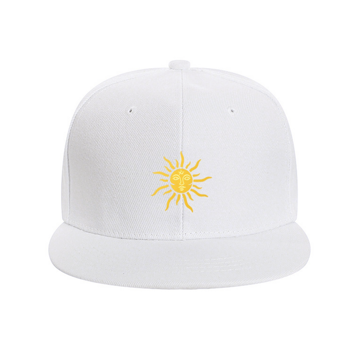 Retro Face Sun God Golden Print Blue Flat Visor Hat