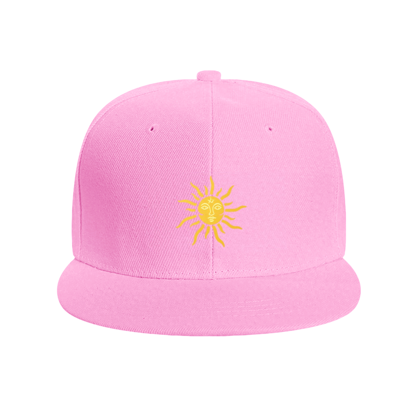 Retro Face Sun God Golden Print Blue Flat Visor Hat