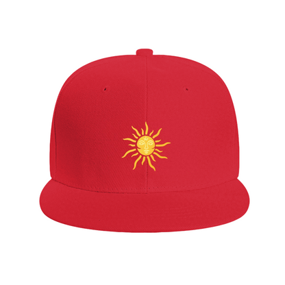 Retro Face Sun God Golden Print Blue Flat Visor Hat