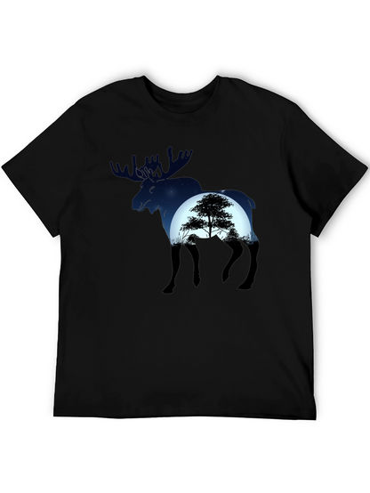 Moose Silhouette Graphic Tee - Nature Lovers T-Shirt