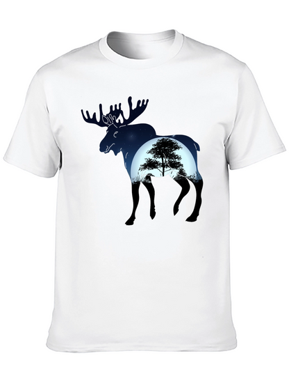 Moose Silhouette Graphic Tee - Nature Lovers T-Shirt