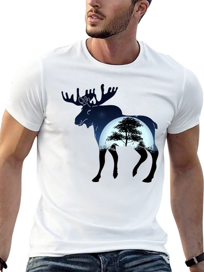 Moose Silhouette Graphic Tee - Nature Lovers T-Shirt