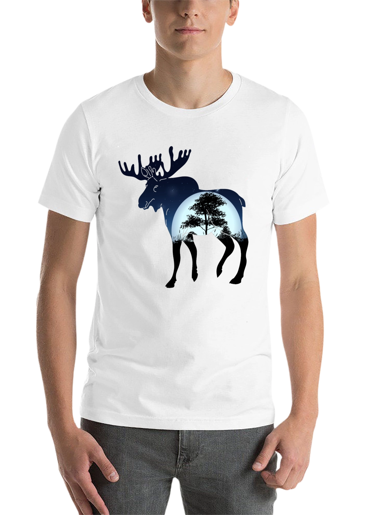Moose Silhouette Graphic Tee - Nature Lovers T-Shirt