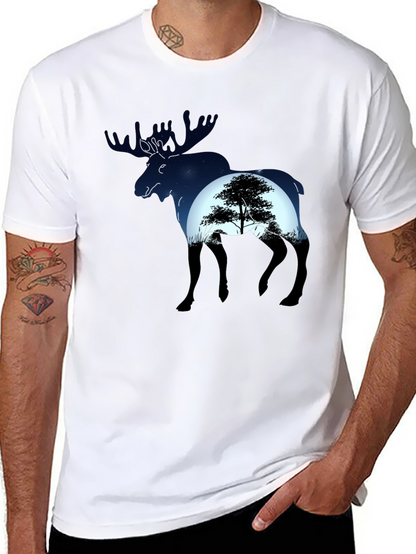 Moose Silhouette Graphic Tee - Nature Lovers T-Shirt