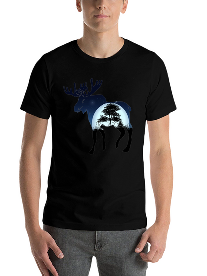 Moose Silhouette Graphic Tee - Nature Lovers T-Shirt