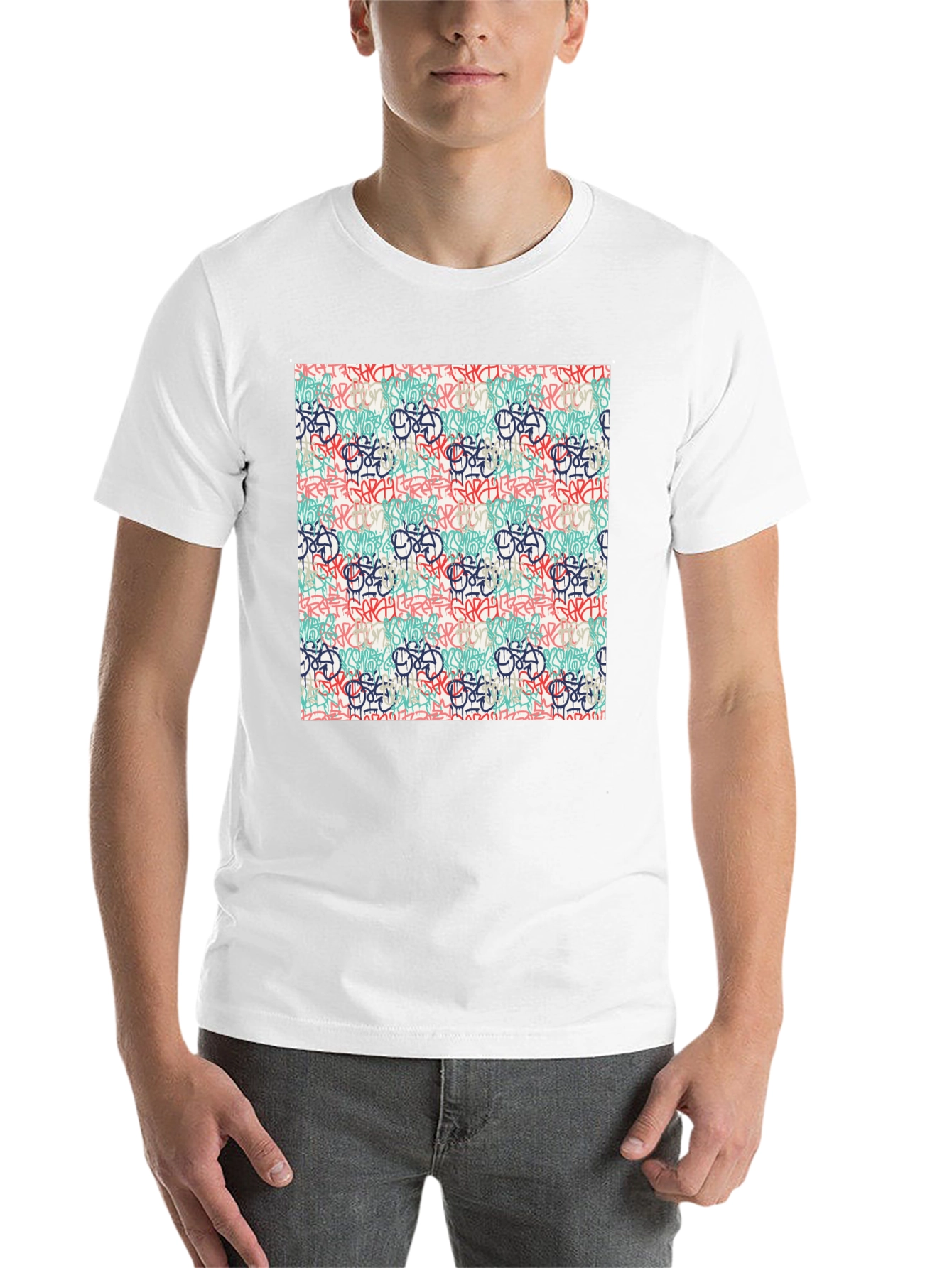 Graffiti Print Tee - Urban Style Crewneck T-Shirt