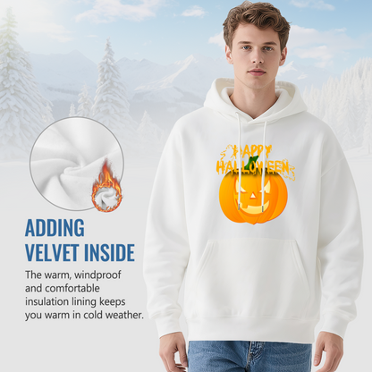 Happy Halloween Pumpkin Soft White Hoodie, Holiday Comfort Outfit