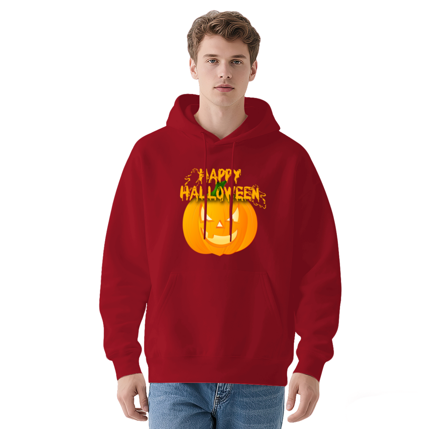 Happy Halloween Pumpkin Soft White Hoodie, Holiday Comfort Outfit