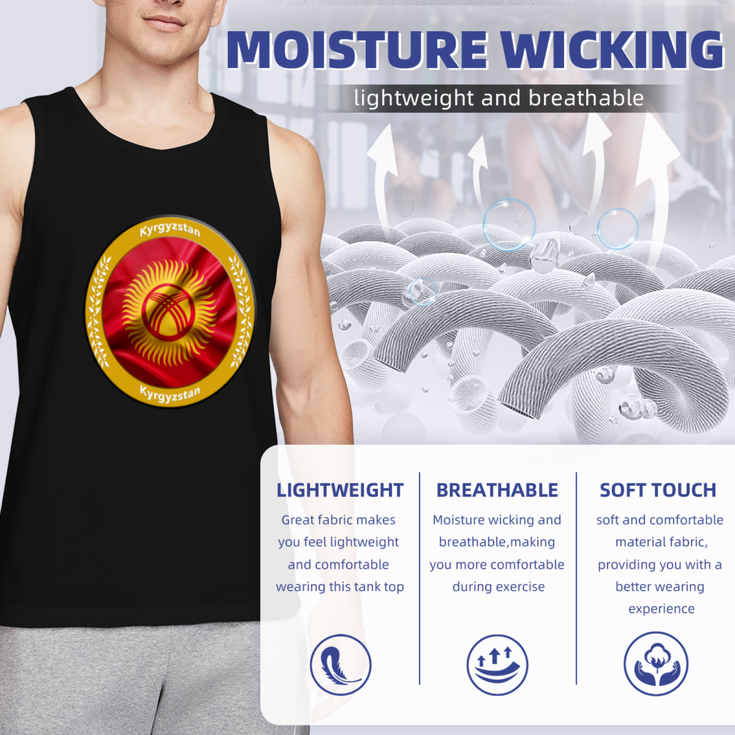 Kyrgyzstan National Flag Circle Emblem Tank Top