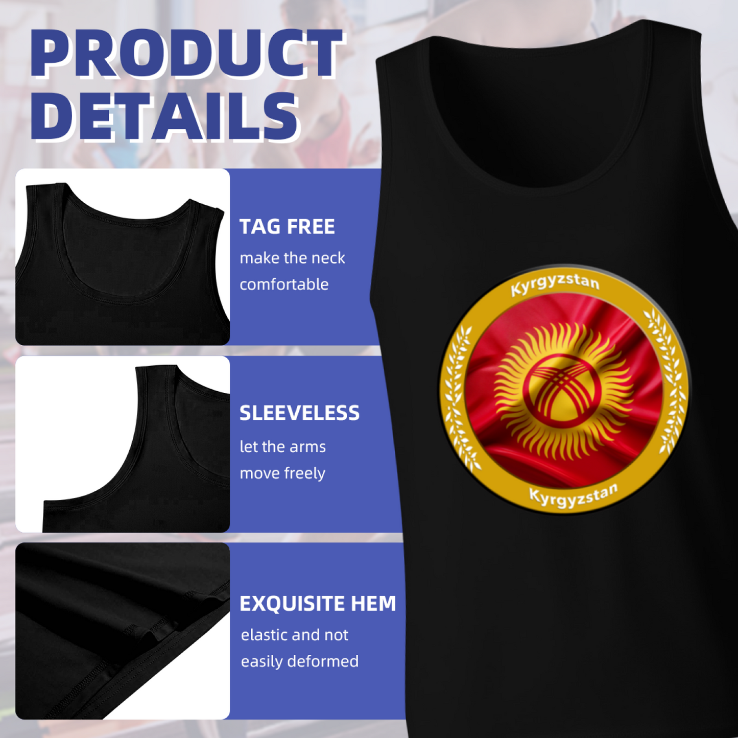 Kyrgyzstan National Flag Circle Emblem Tank Top