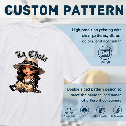 Stylish La Chola Chibi Latina Cartoon Graphic Plus Size Women's Printed T-Shirt