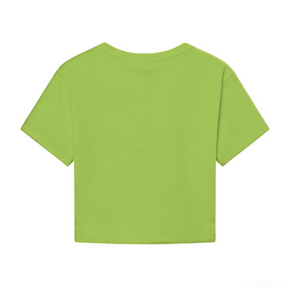 Lime Green Tiny K Letter Heart Crop Tee Cute Minimal Initial Graphic Top