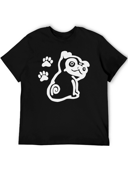 Cute Dog Graphic Print Black T-Shirt