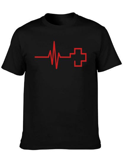 Heartbeat Cross Graphic Tee - Black Cotton